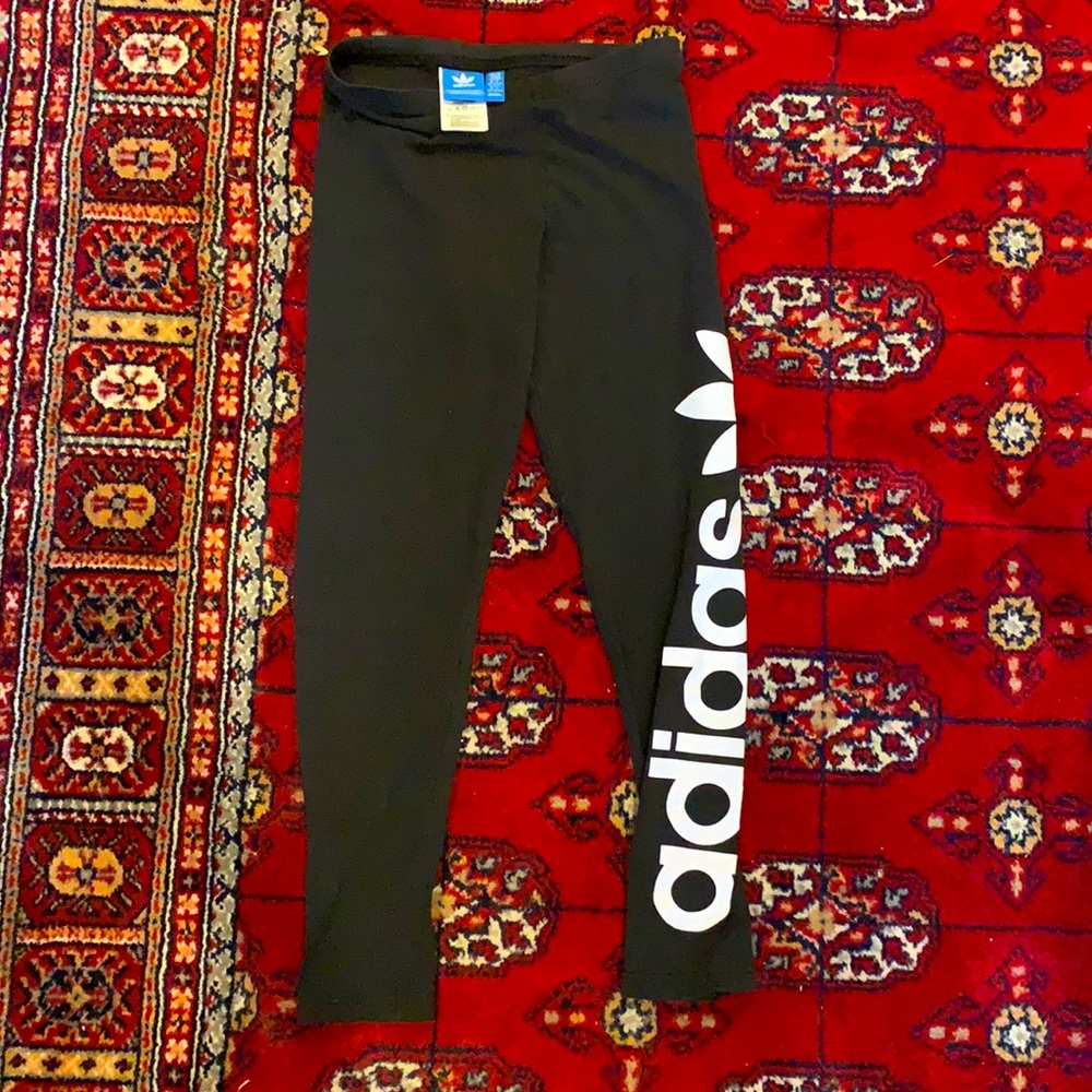 Black adidas leggings with side logo